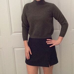 Brooks Brothers Sweater Merino Wool Crop 3/4 Sleeve Turtleneck XS Small Green